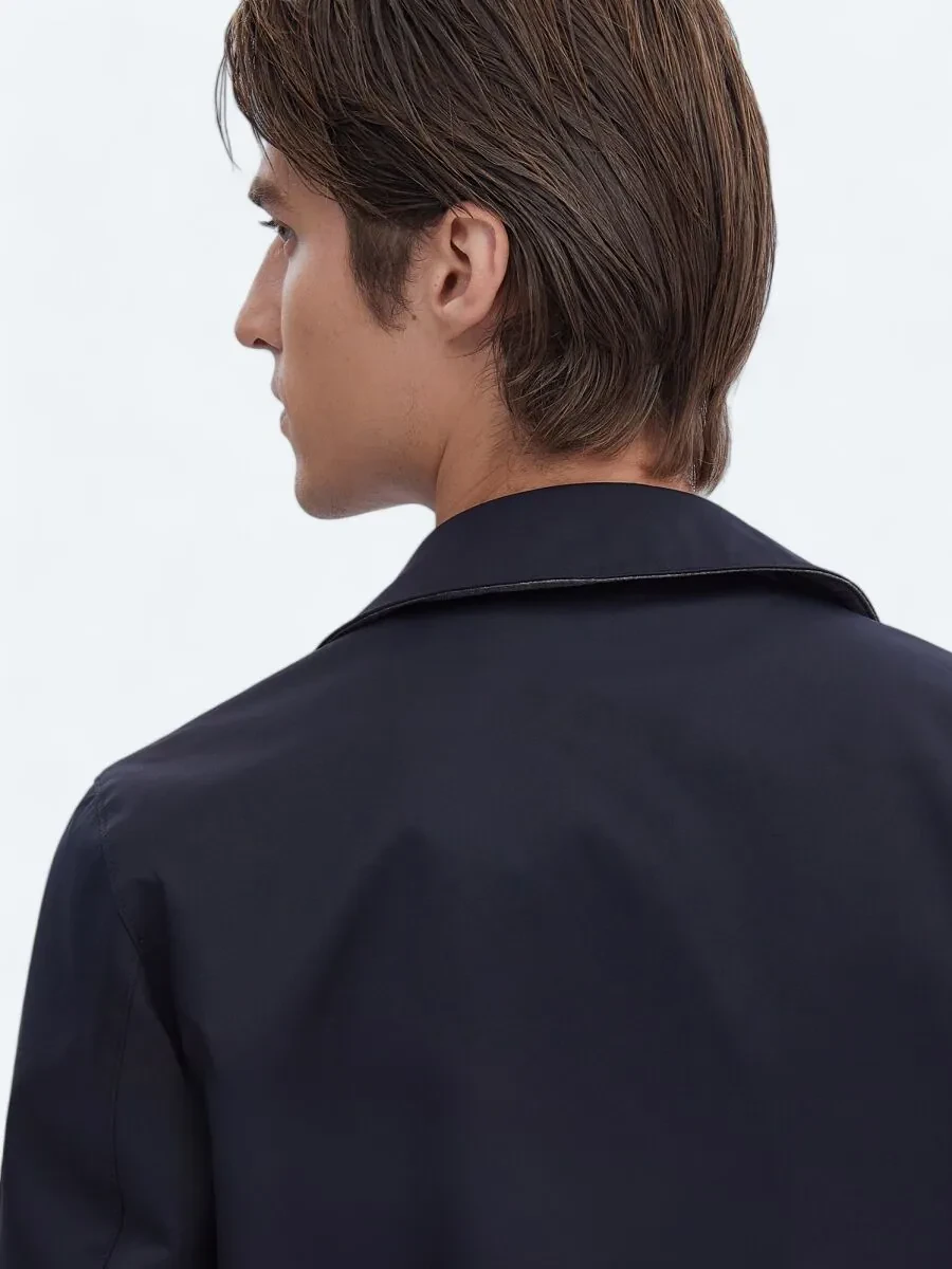 Navy Blue Weaving Rain Coat - 8