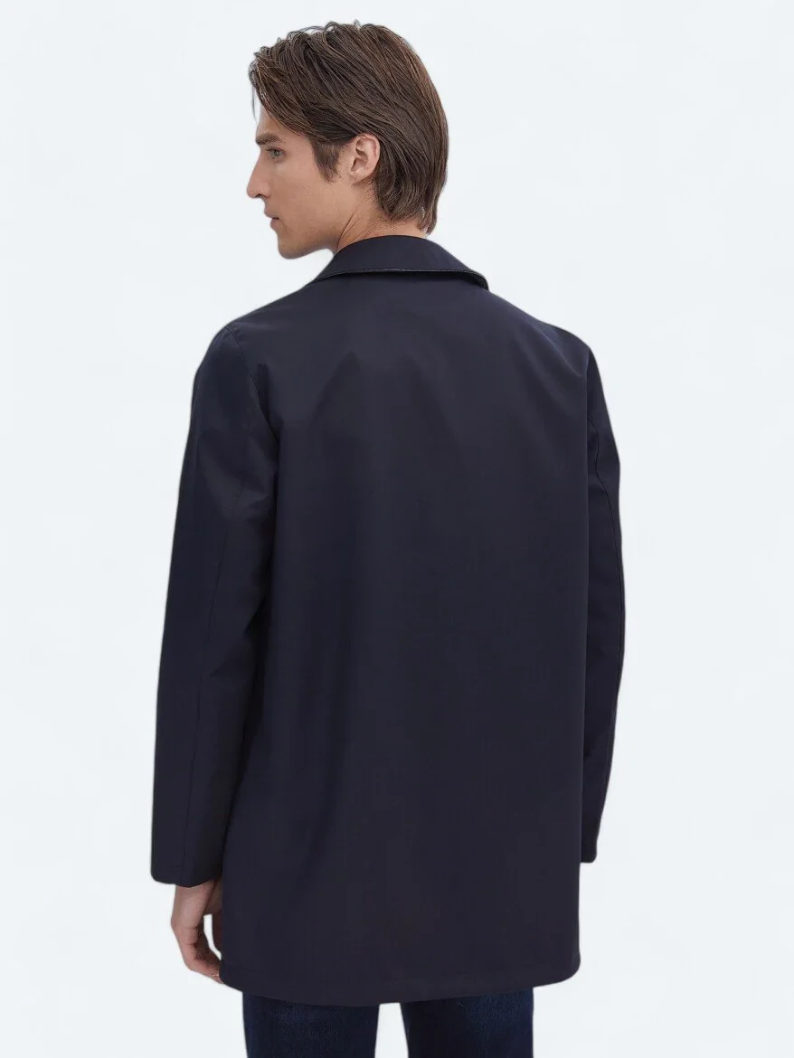 Navy Blue Weaving Rain Coat - 9