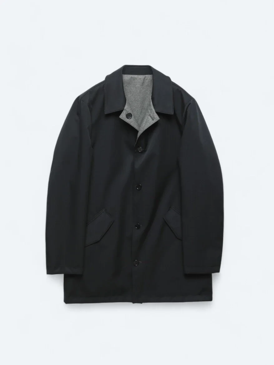 Navy Blue Weaving Rain Coat - 10