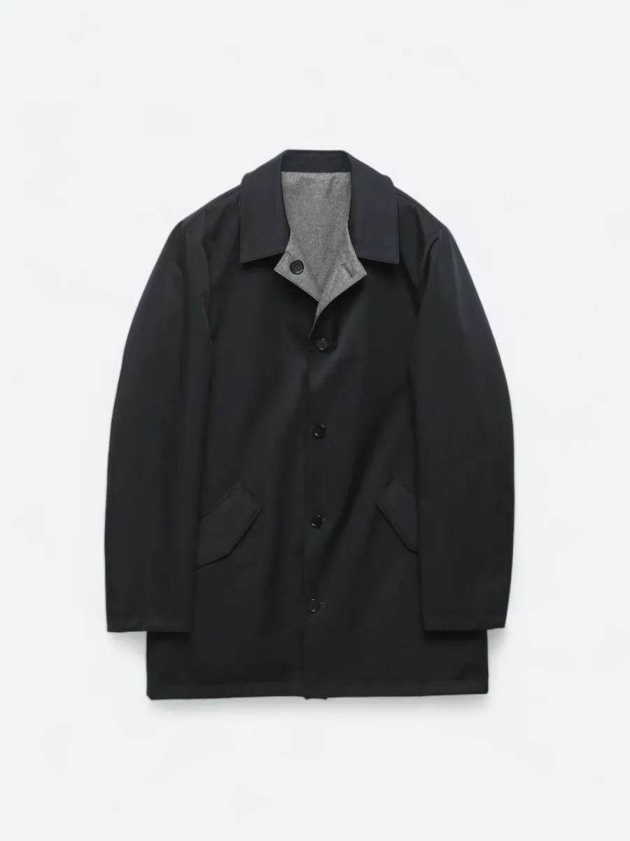Navy Blue Weaving Rain Coat - 10