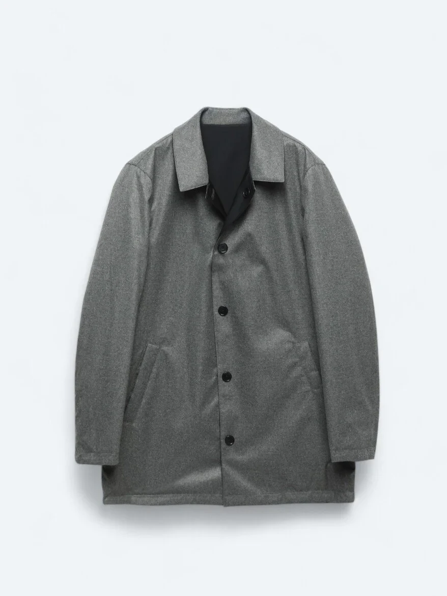 Navy Blue Weaving Rain Coat - 11
