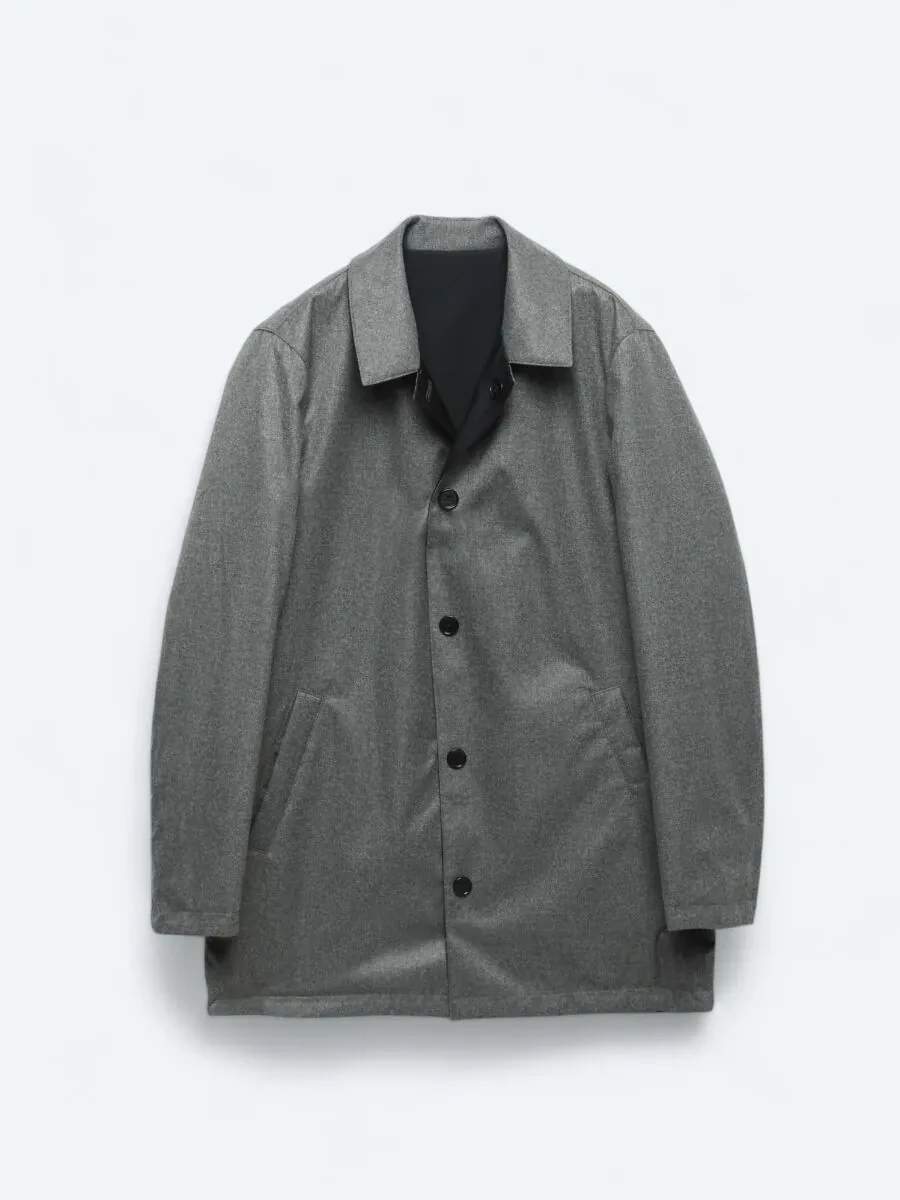 Navy Blue Weaving Rain Coat - 11