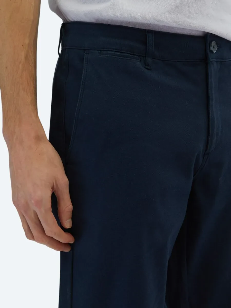 Navy Blue Weaving Regular Fit Casual Cotton Blended Trousers - 3