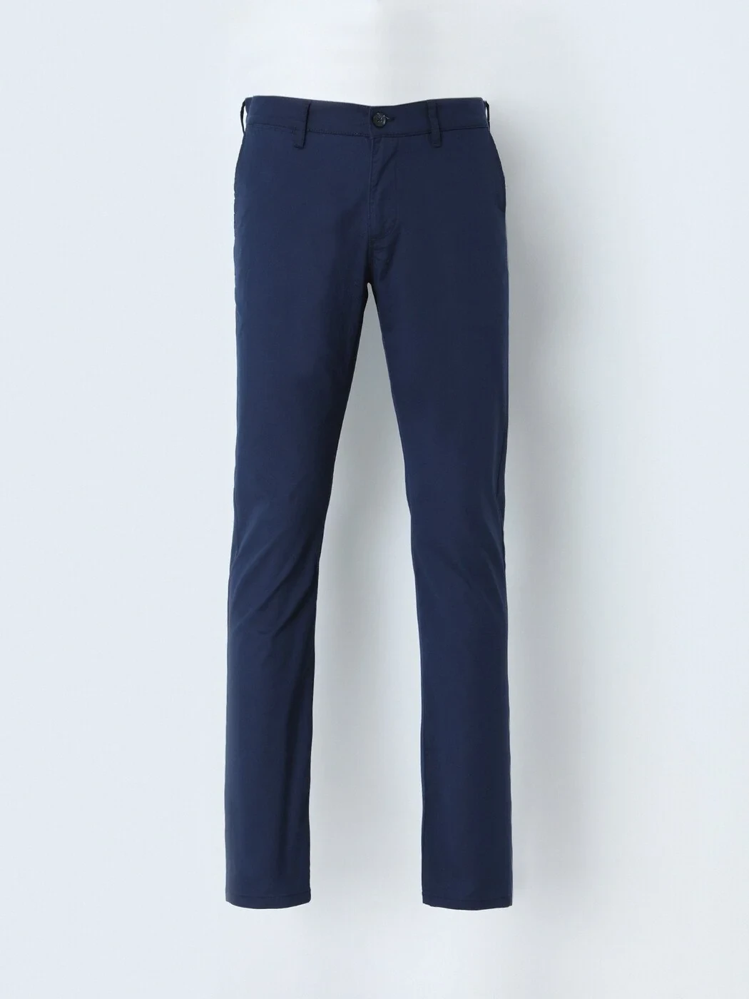 Night Blue Weaving Slim Fit Casual Cotton Blended Trousers - 1