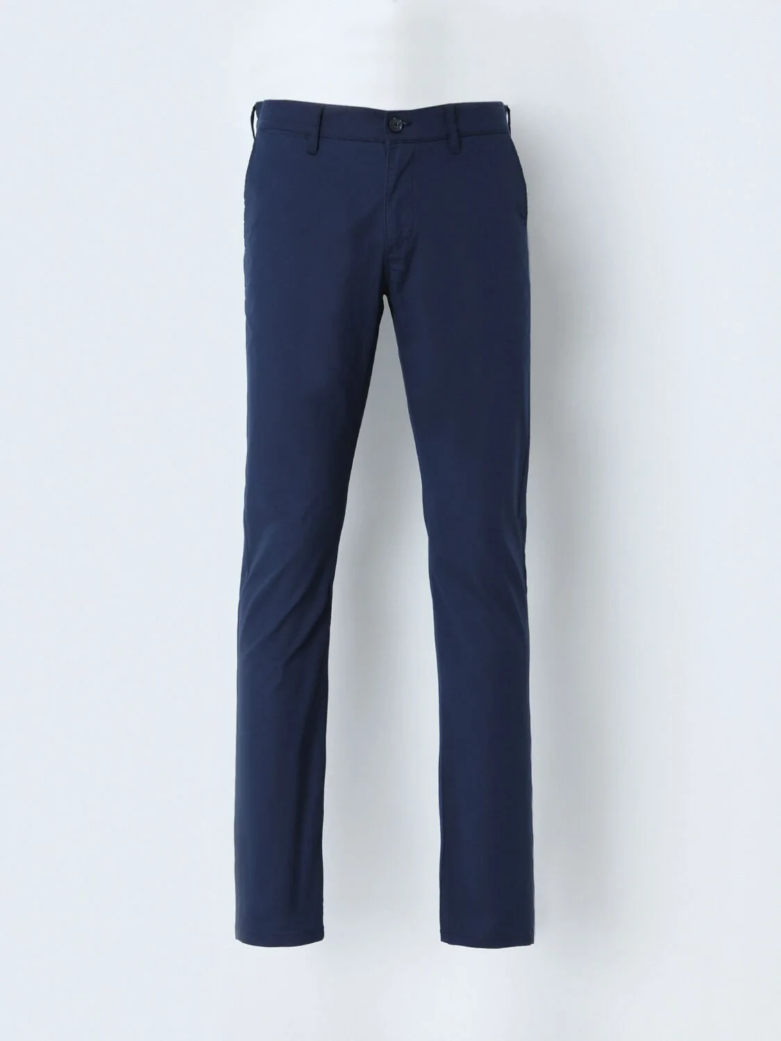 Night Blue Weaving Slim Fit Casual Cotton Blended Trousers - 1