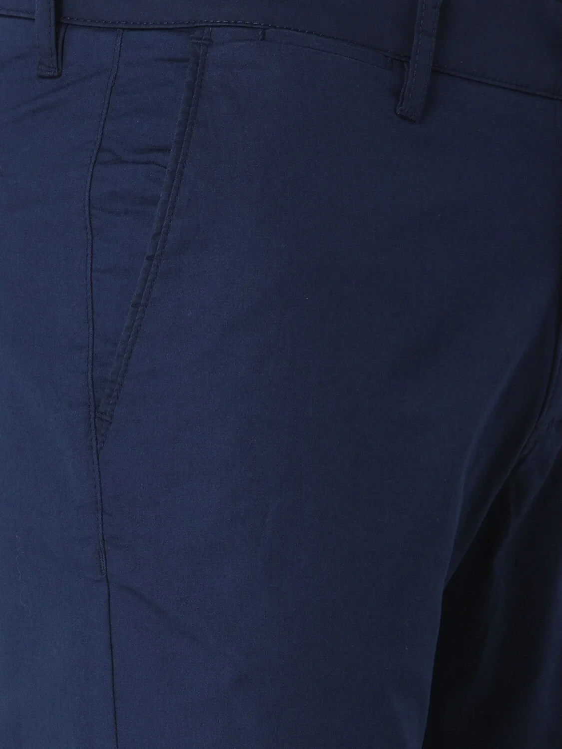 Night Blue Weaving Slim Fit Casual Cotton Blended Trousers - 2