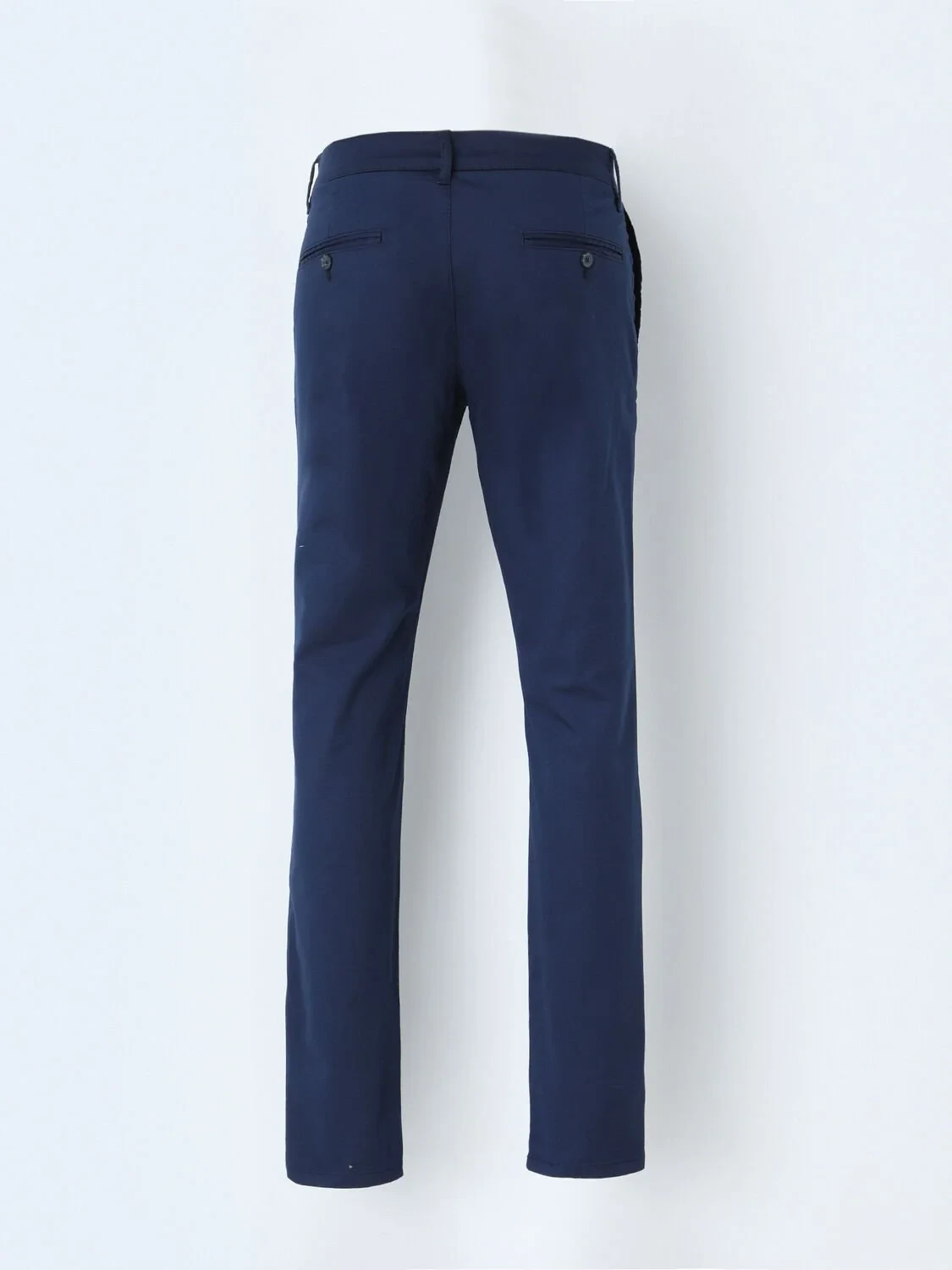 Night Blue Weaving Slim Fit Casual Cotton Blended Trousers - 3