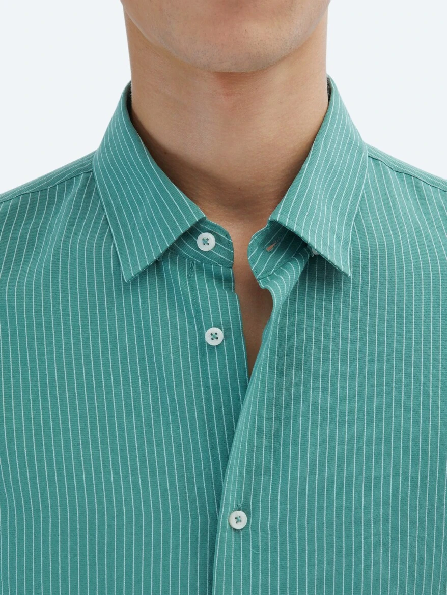 Nile Green Oversize Fit Weaving Casual Shirt - 5