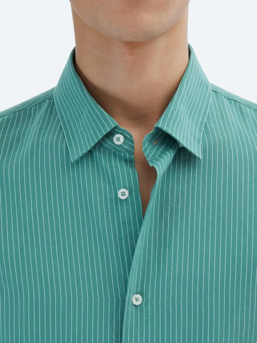 Nile Green Oversize Fit Weaving Casual Shirt - 5