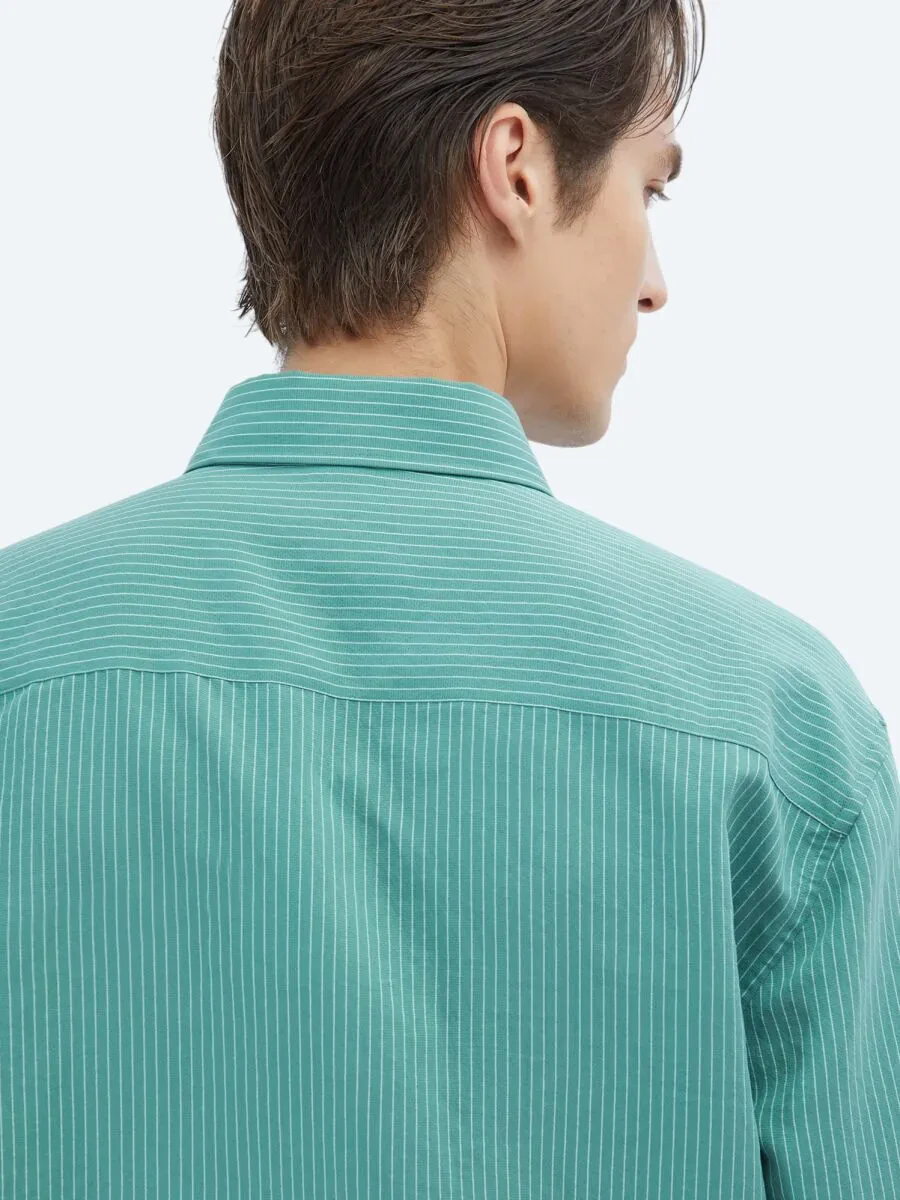 Nile Green Oversize Fit Weaving Casual Shirt - 6