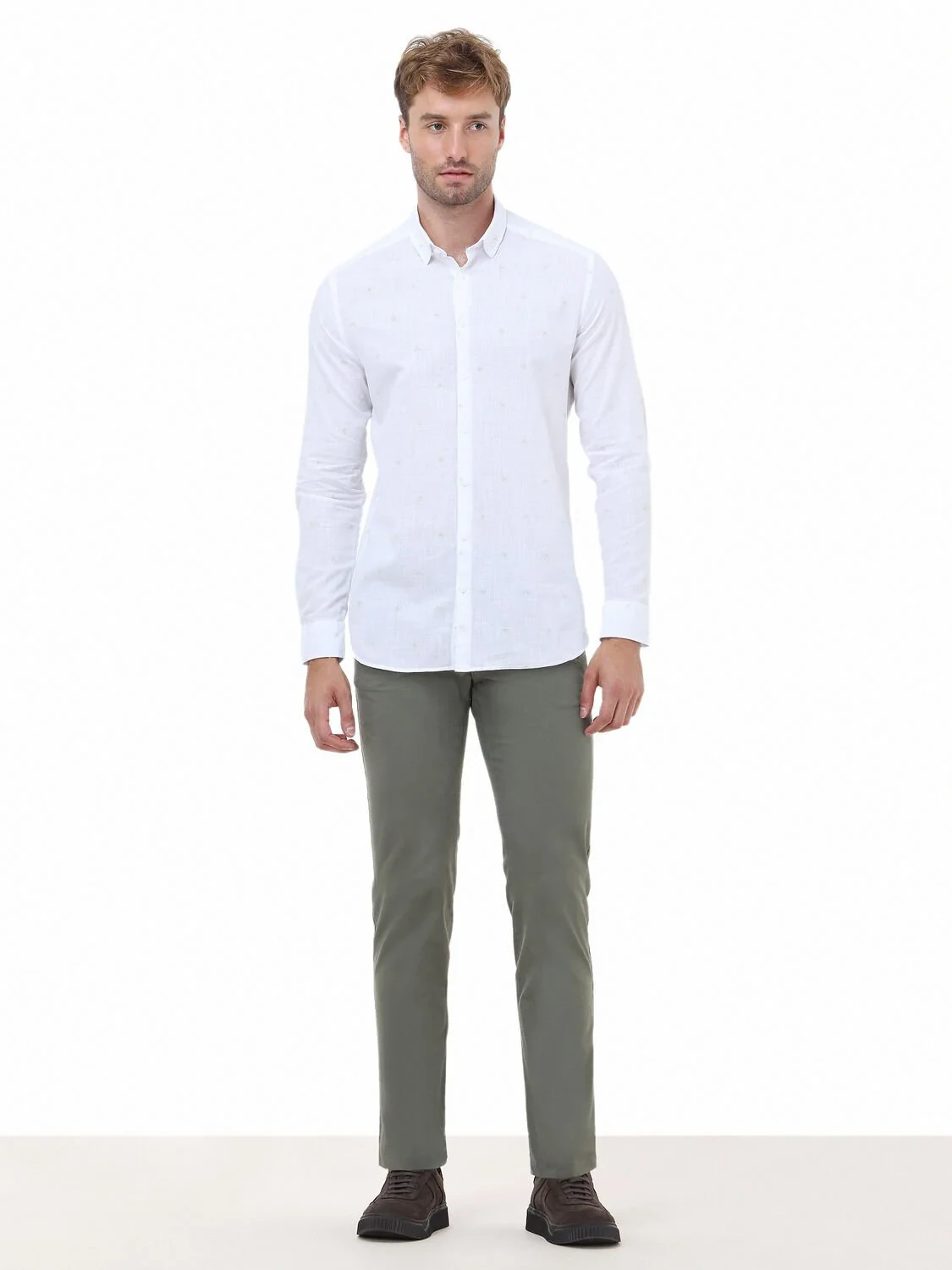 Nile Green Printed Regular Fit Weaving Casual 100% Cotton Shirt - 2