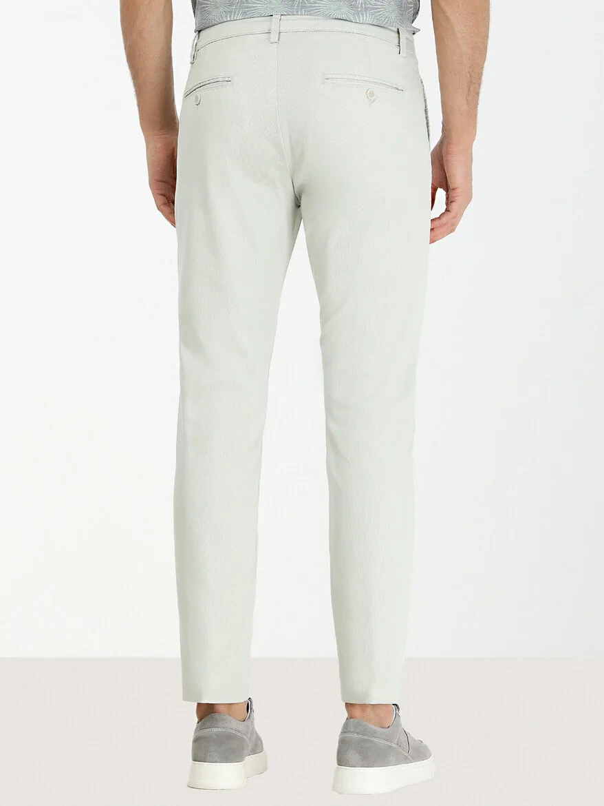 Nile Green Weaving Slim Fit Casual Cotton Blended Trousers - 4