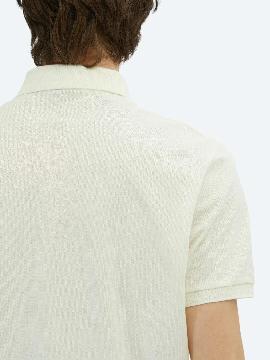 Off White Plain Polo Neck 100% Cotton T-Shirt 