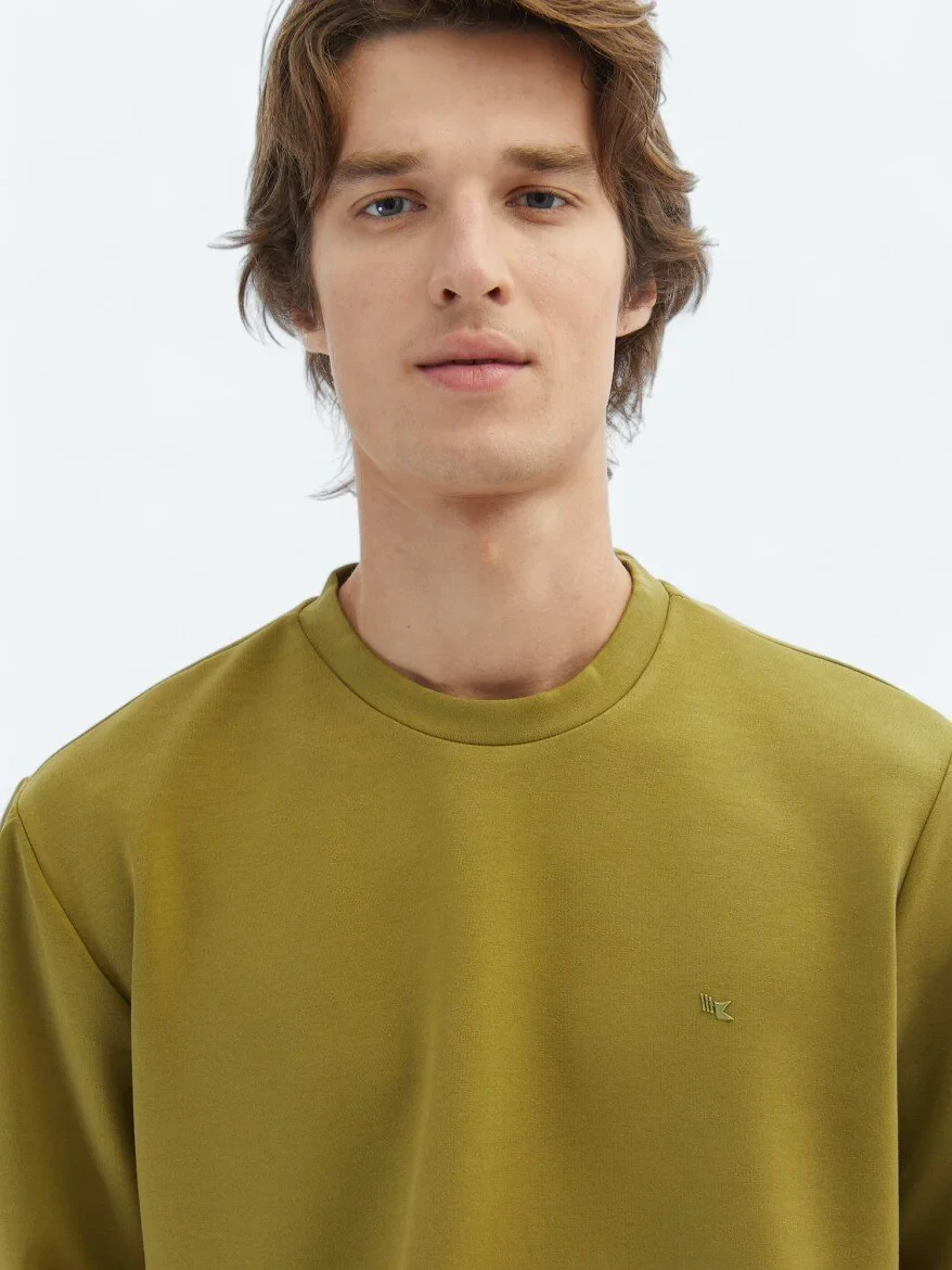 Oil Green Crew Neck Sweatshirt 