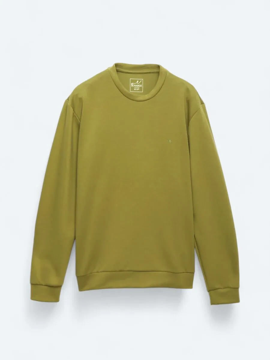 Oil Green Crew Neck Sweatshirt - 7