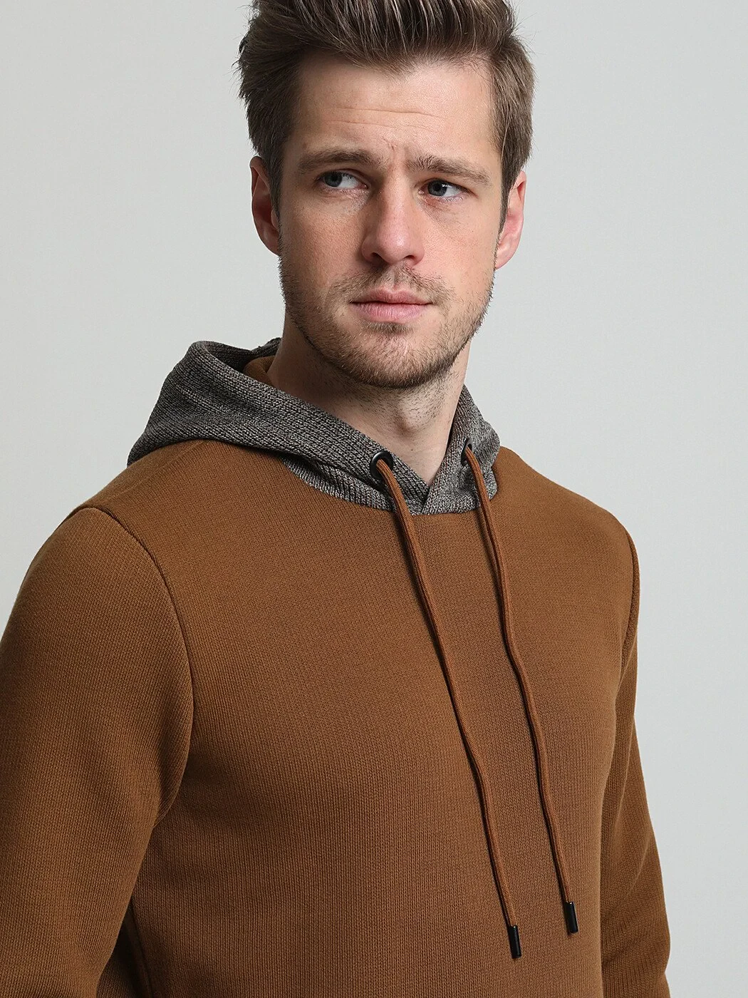 Orange Hooded Plain Sweatshirt - 2