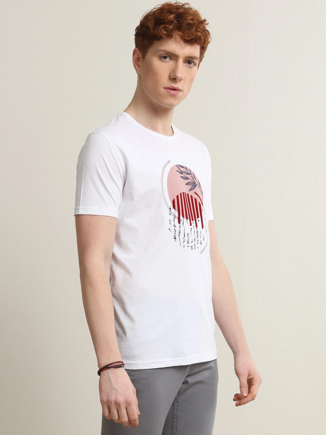 Pembe Baskılı %100 Pamuk T-Shirt - 2