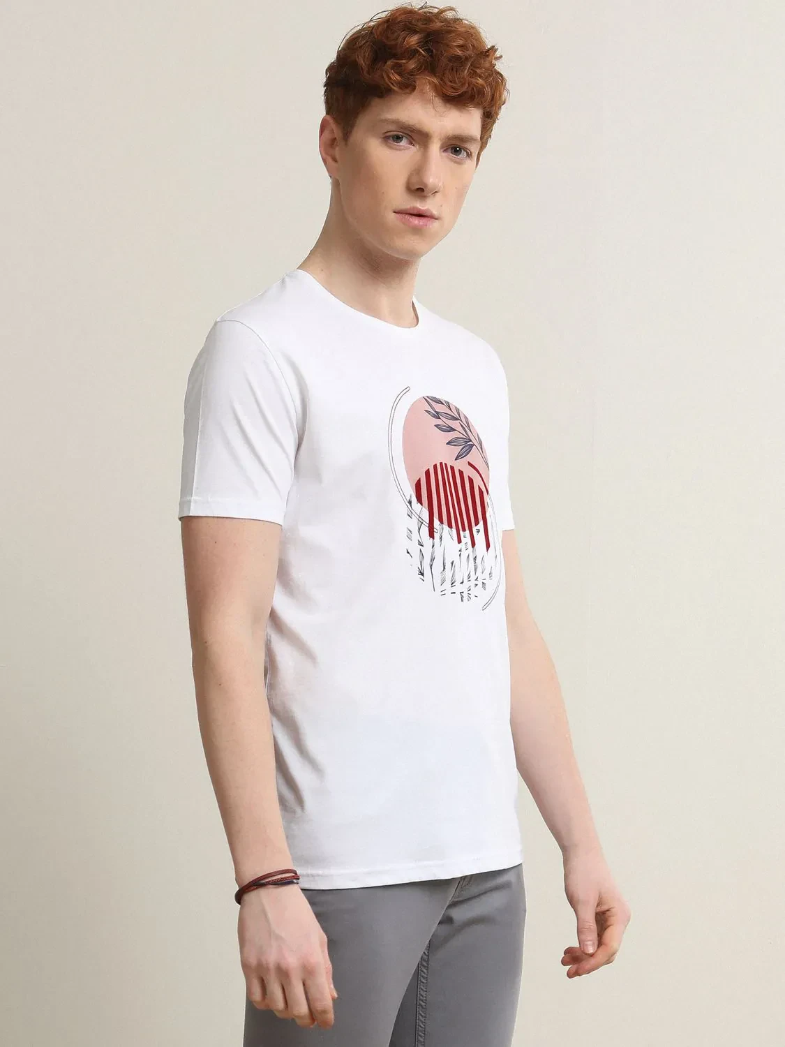 Pembe Baskılı %100 Pamuk T-Shirt - 2
