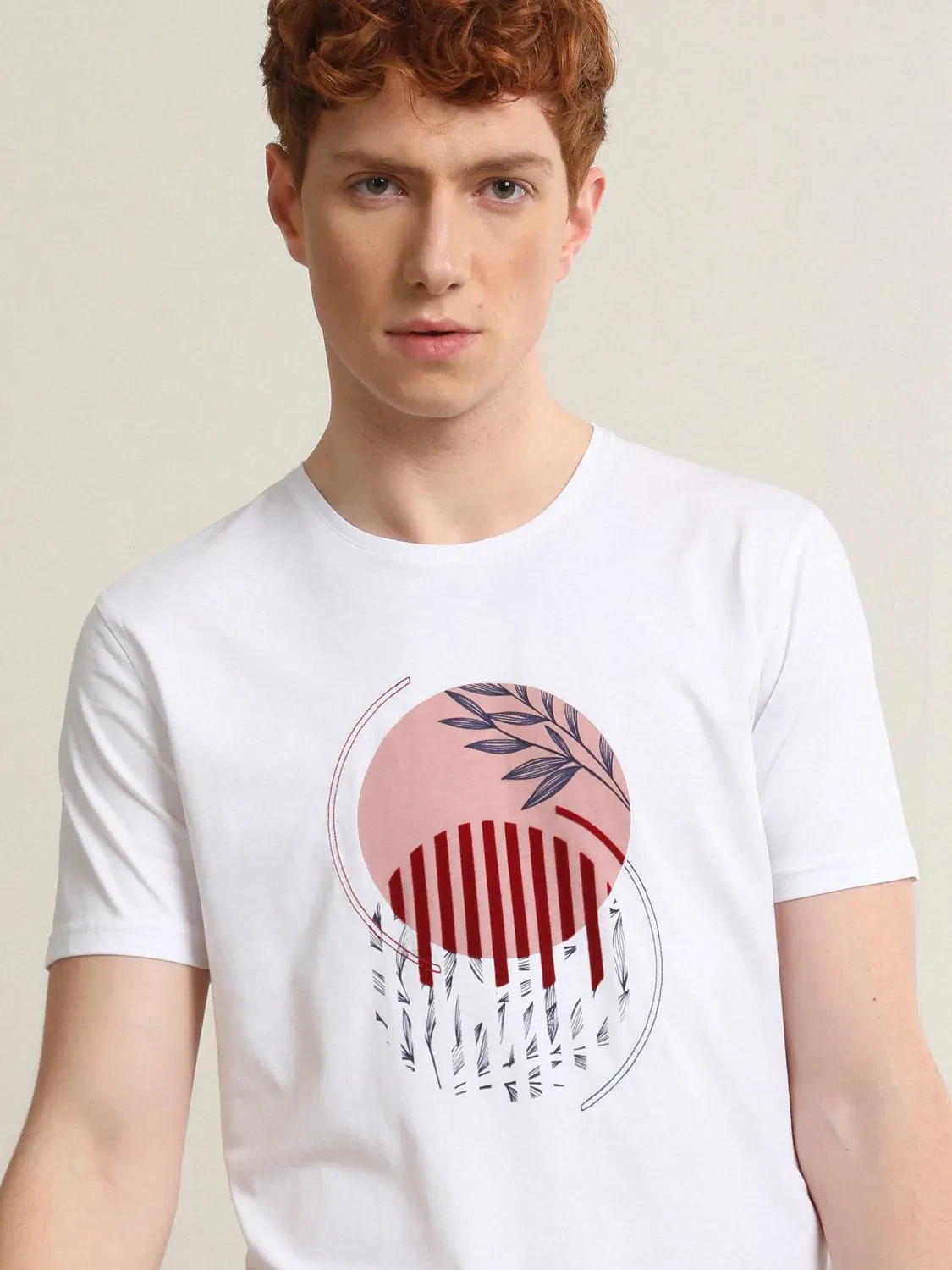 Pembe Baskılı %100 Pamuk T-Shirt - 4