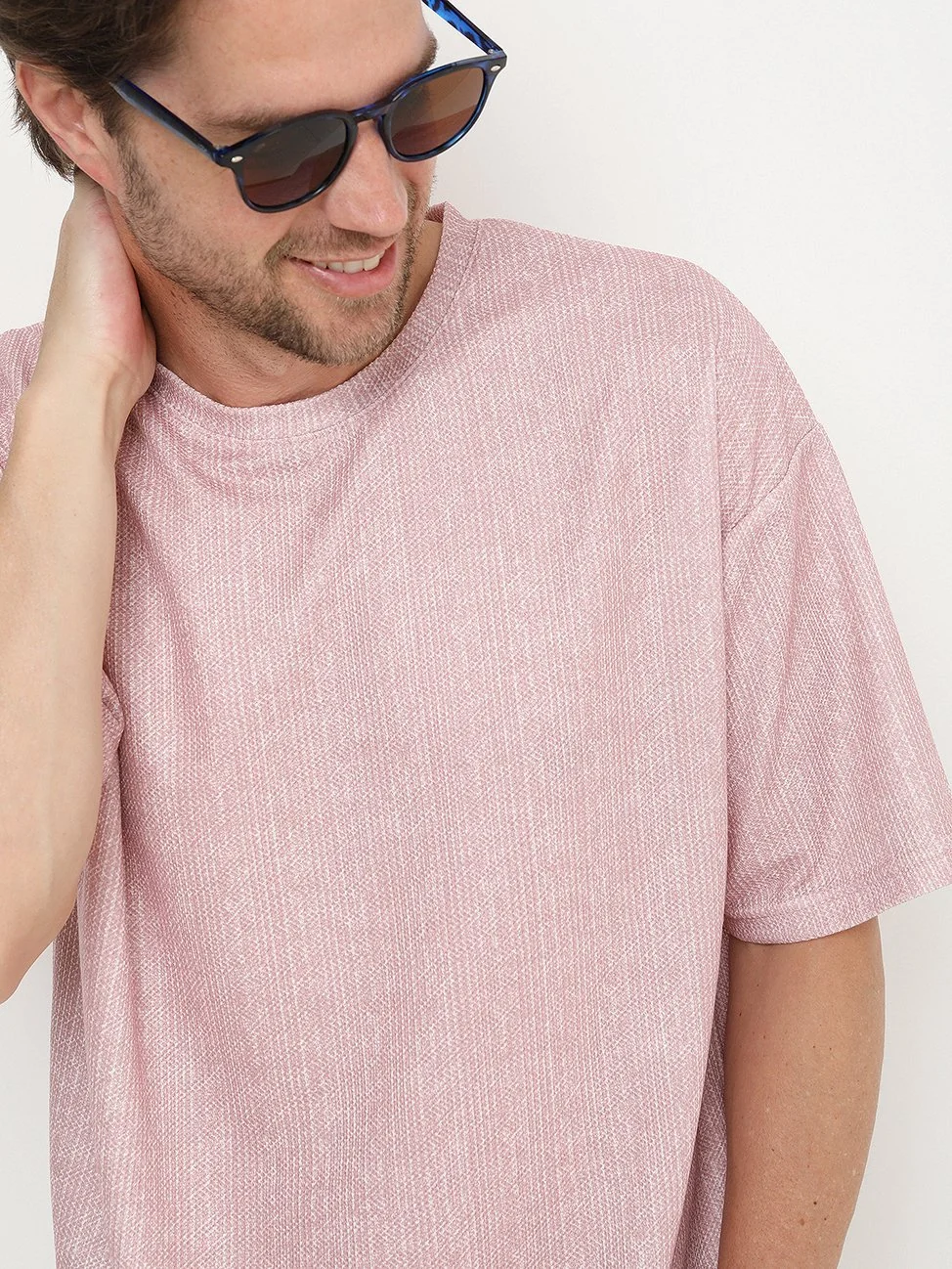 Pembe Baskılı Bisiklet Yaka %100 Pamuk T-Shirt - 3