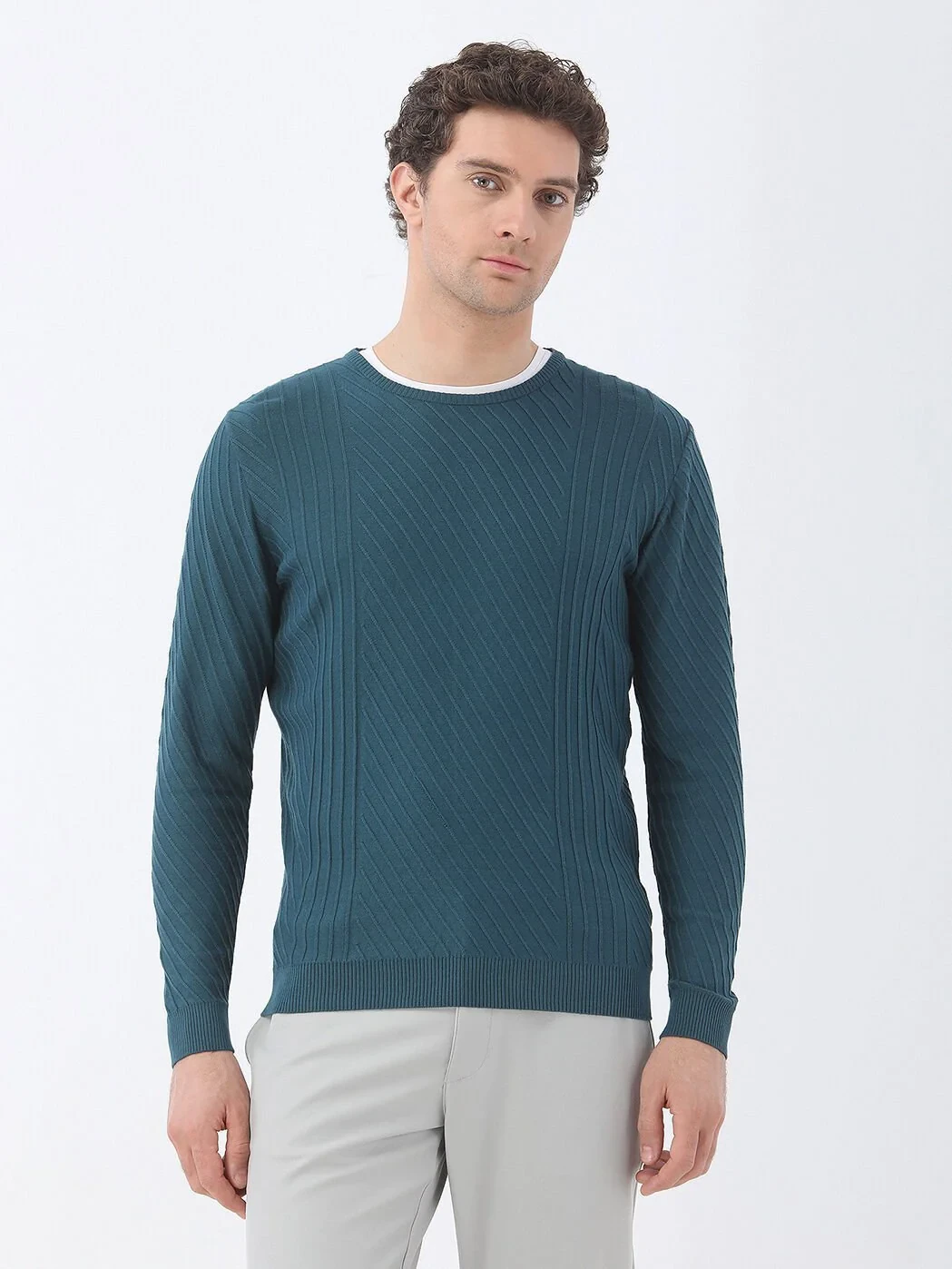 Petrol Blue Knitwear Sweatshirt - 1