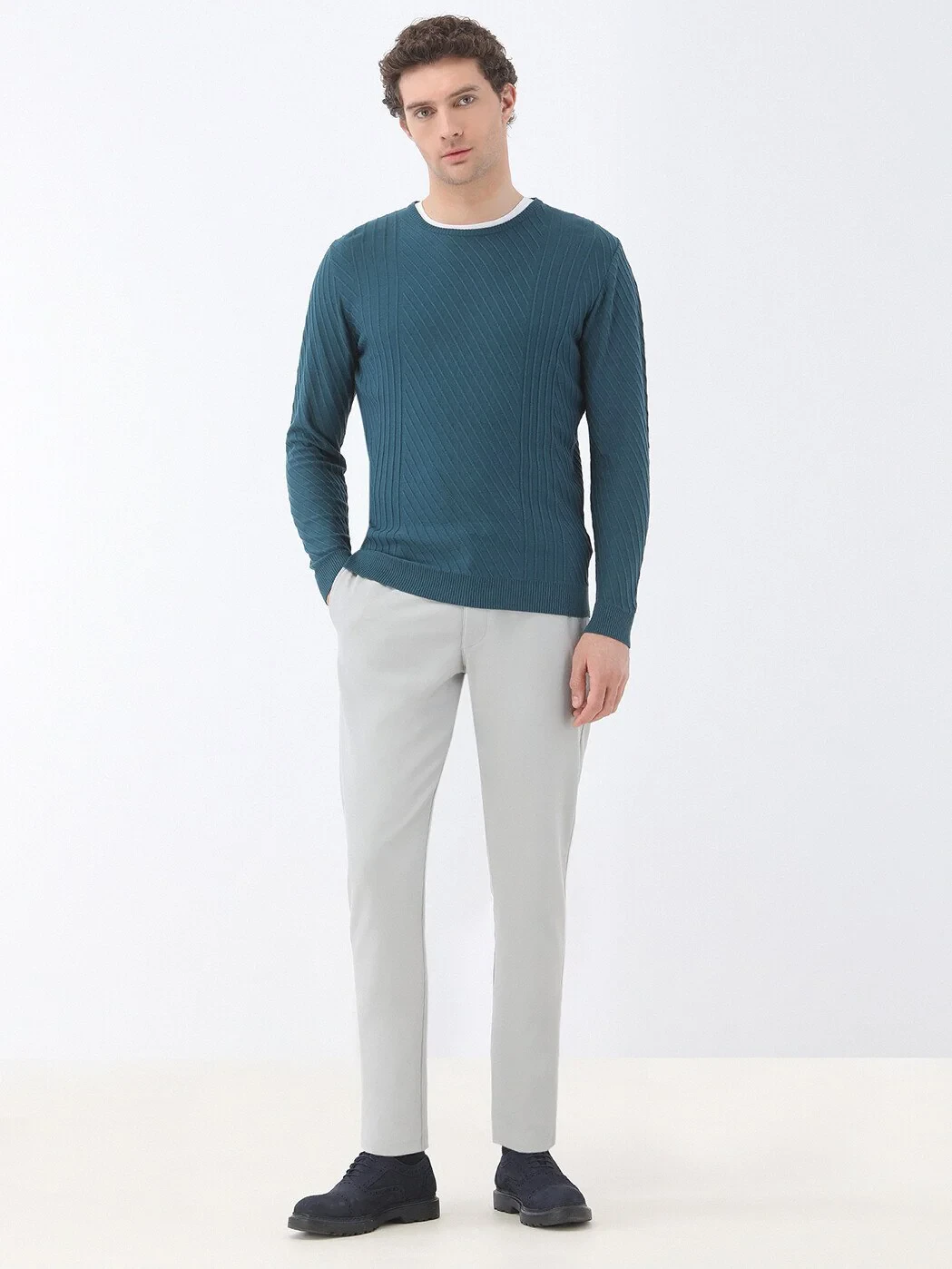 Petrol Blue Knitwear Sweatshirt - 2