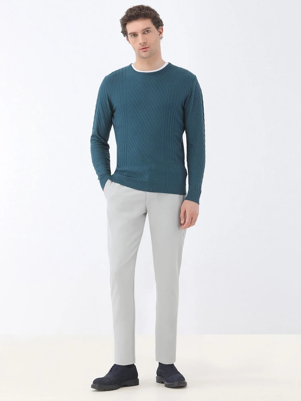 Petrol Blue Knitwear Sweatshirt - 2