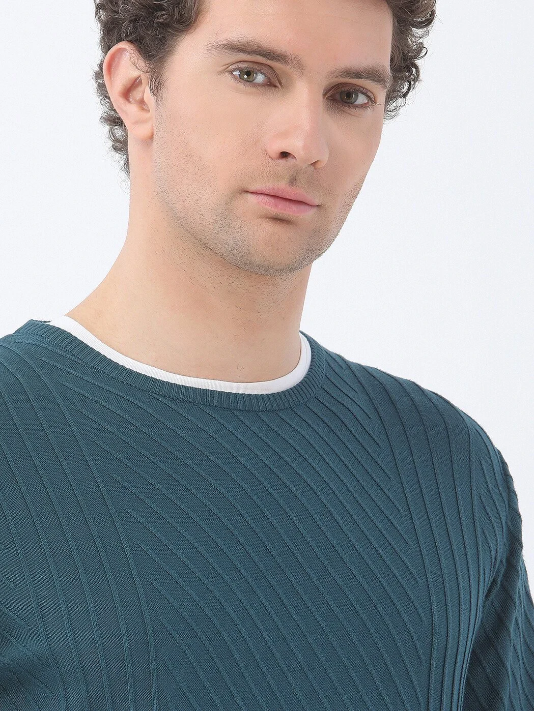 Petrol Blue Knitwear Sweatshirt 