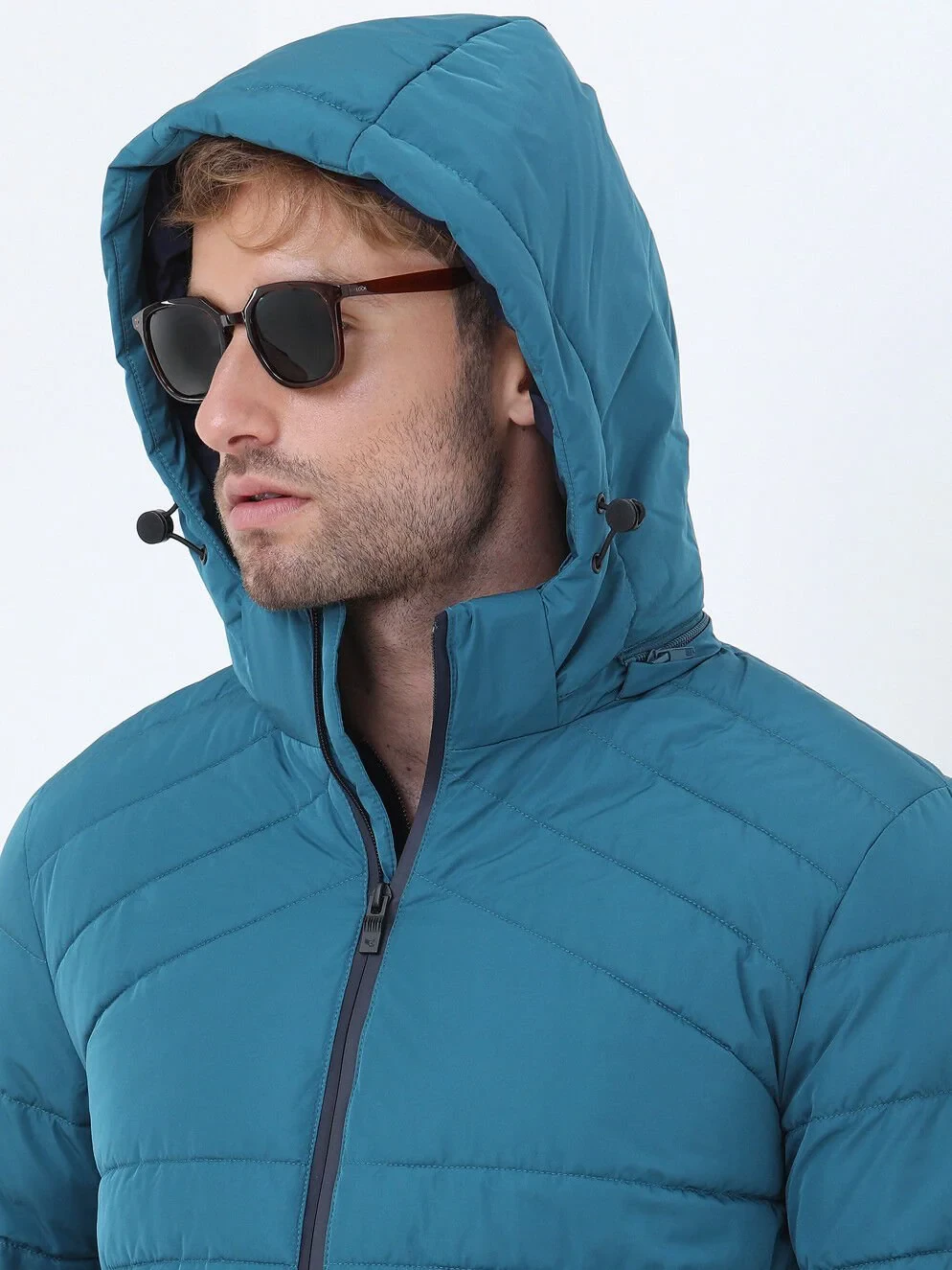 Petrol Blue Weaving Coat - 5