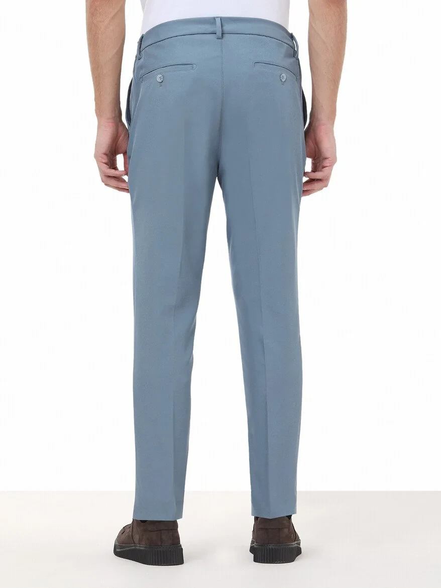 Petrol Blue Weaving Jogging Fit Casual Trousers - 6