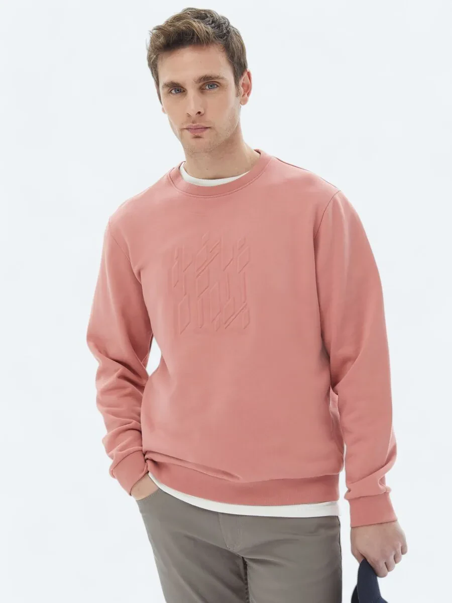 Pink Crew Neck Printed Sweatshirt - 1