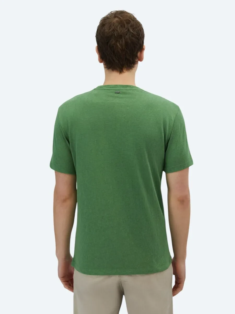 Pistachio Green Plain Crew Neck Cotton Blended T-Shirt - 5