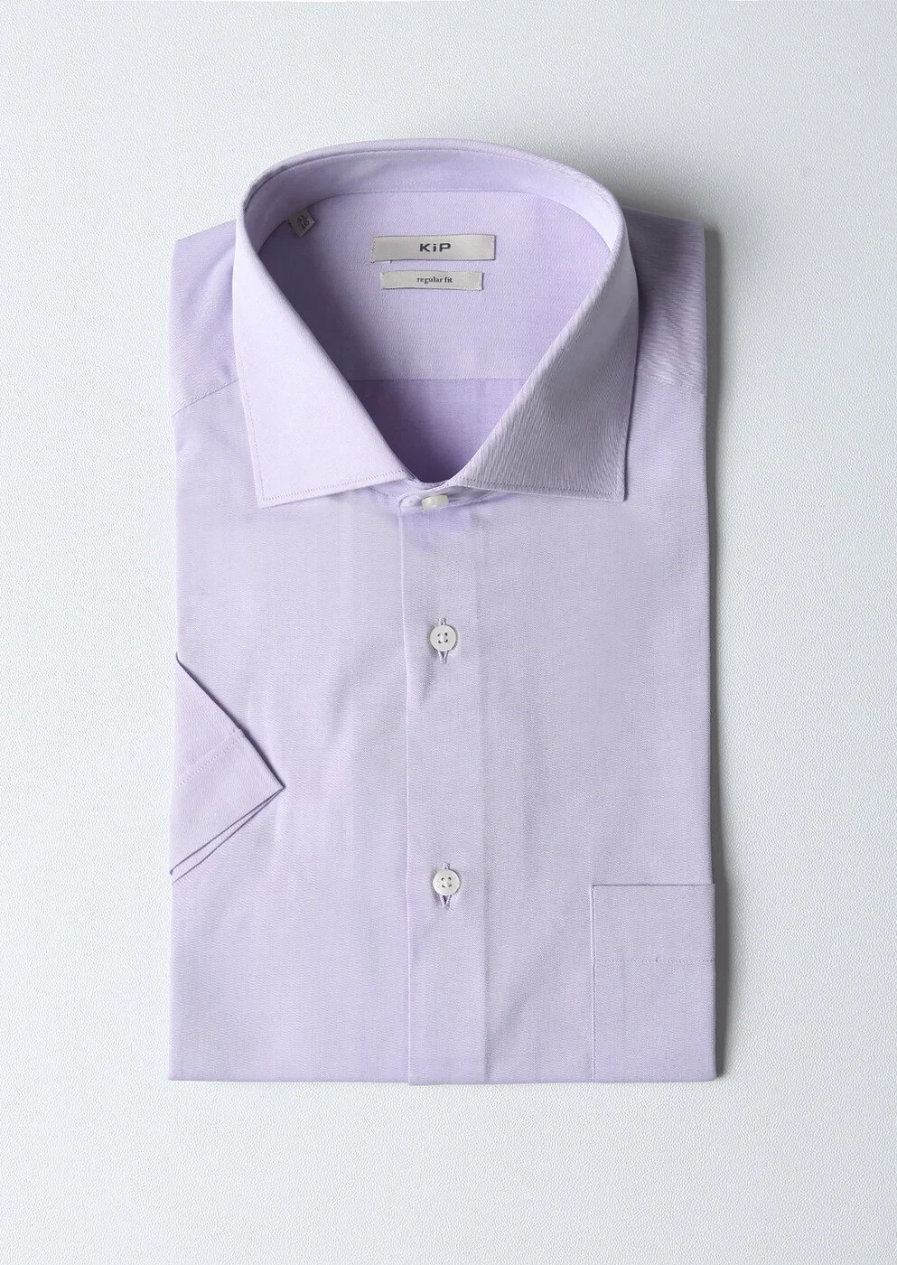 Purple Cotton Blended Short Sleeve Shirt - 1