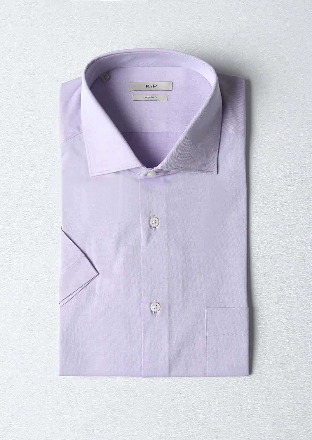 Purple Cotton Blended Short Sleeve Shirt - 1
