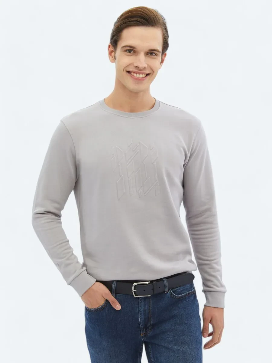 Purple Crew Neck Printed Sweatshirt - 1
