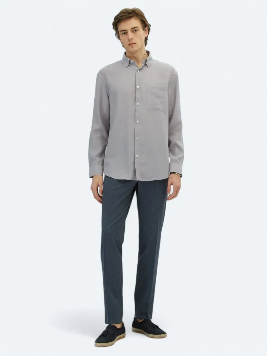 Purple Plain Oversize Fit Weaving Casual Shirt - 2