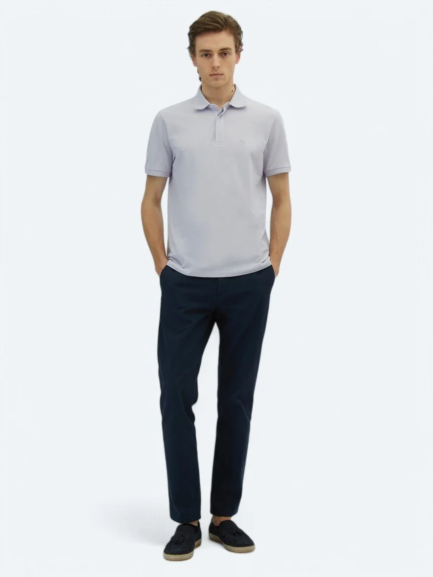 Purple Plain Polo Neck 100% Cotton T-Shirt - 2