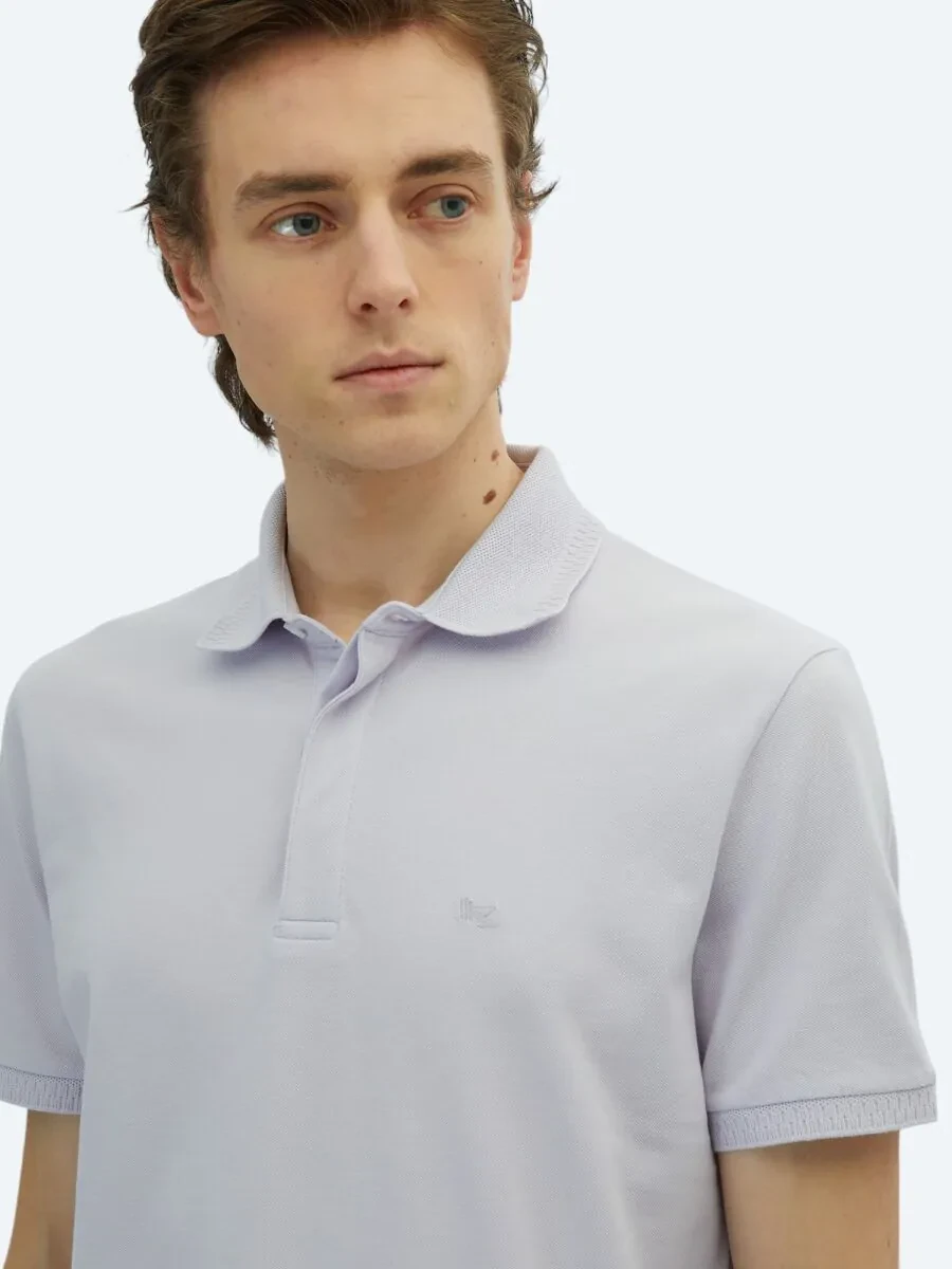Purple Plain Polo Neck 100% Cotton T-Shirt - 3