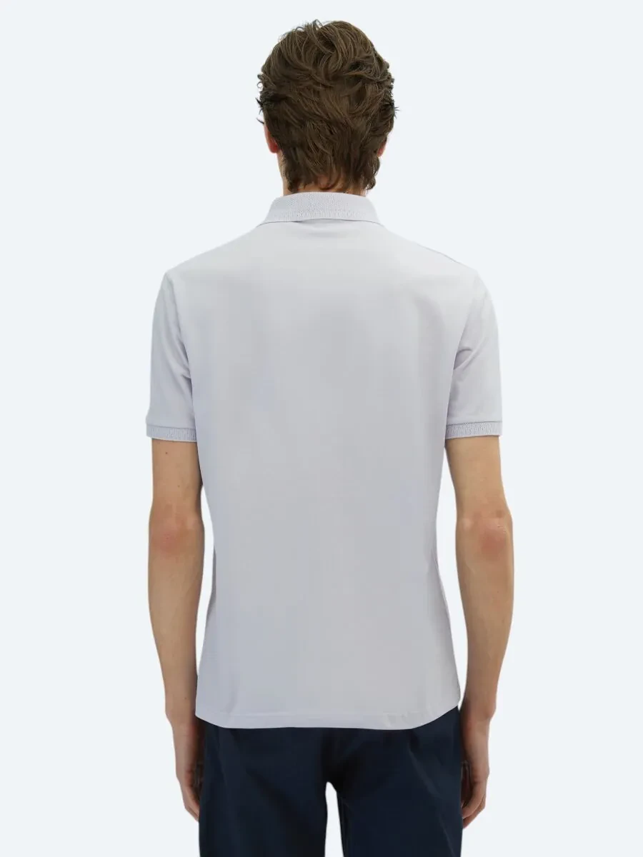 Purple Plain Polo Neck 100% Cotton T-Shirt - 4