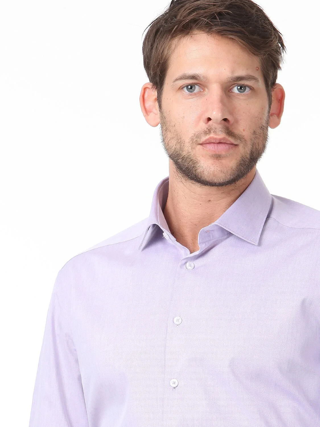 Purple Plain Regular Fit Weaving Classical Cotton Blended Shirt - 2