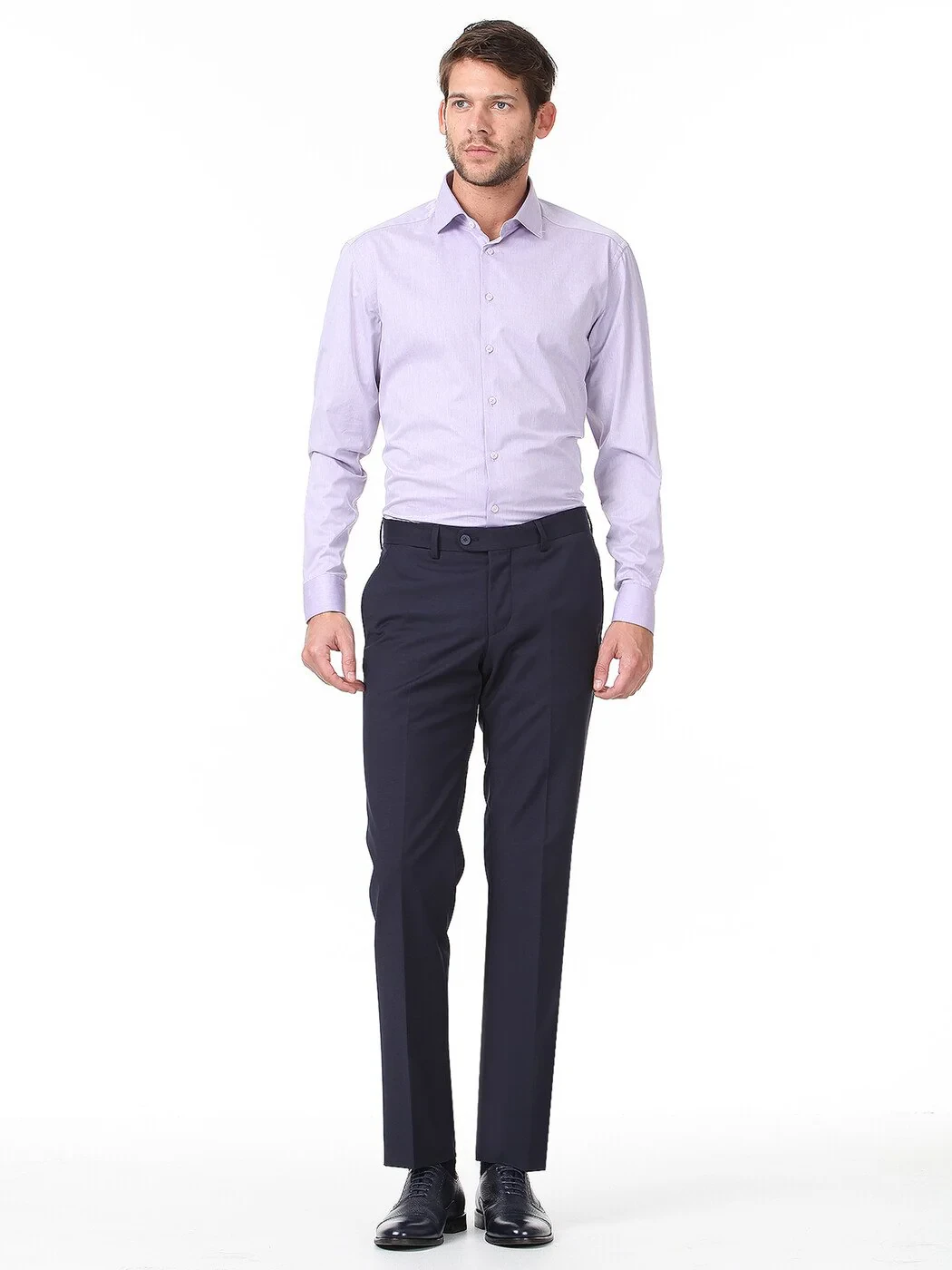 Purple Plain Regular Fit Weaving Classical Cotton Blended Shirt - 3