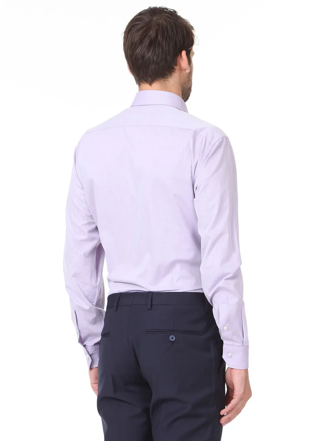 Purple Plain Regular Fit Weaving Classical Cotton Blended Shirt - 4
