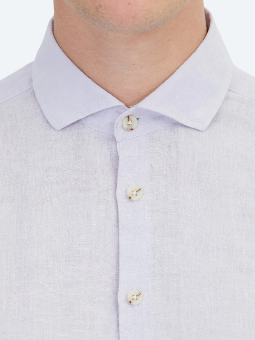 Purple Plain Weaving Casual Cotton Blended Shirt 