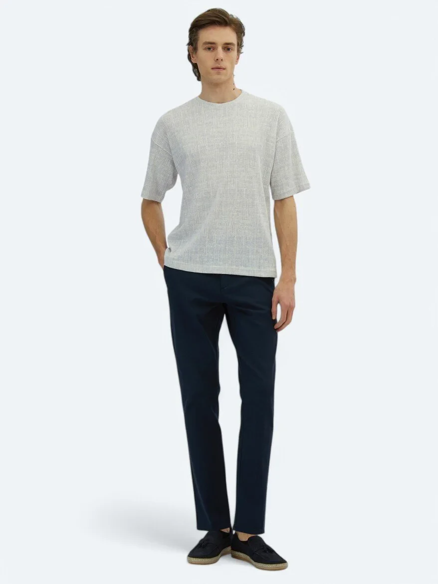 Purple Printed Crew Neck Cotton Blended T-Shirt - 2