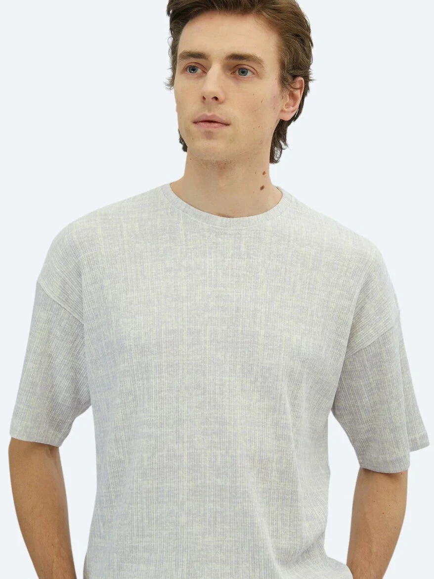 Purple Printed Crew Neck Cotton Blended T-Shirt - 3