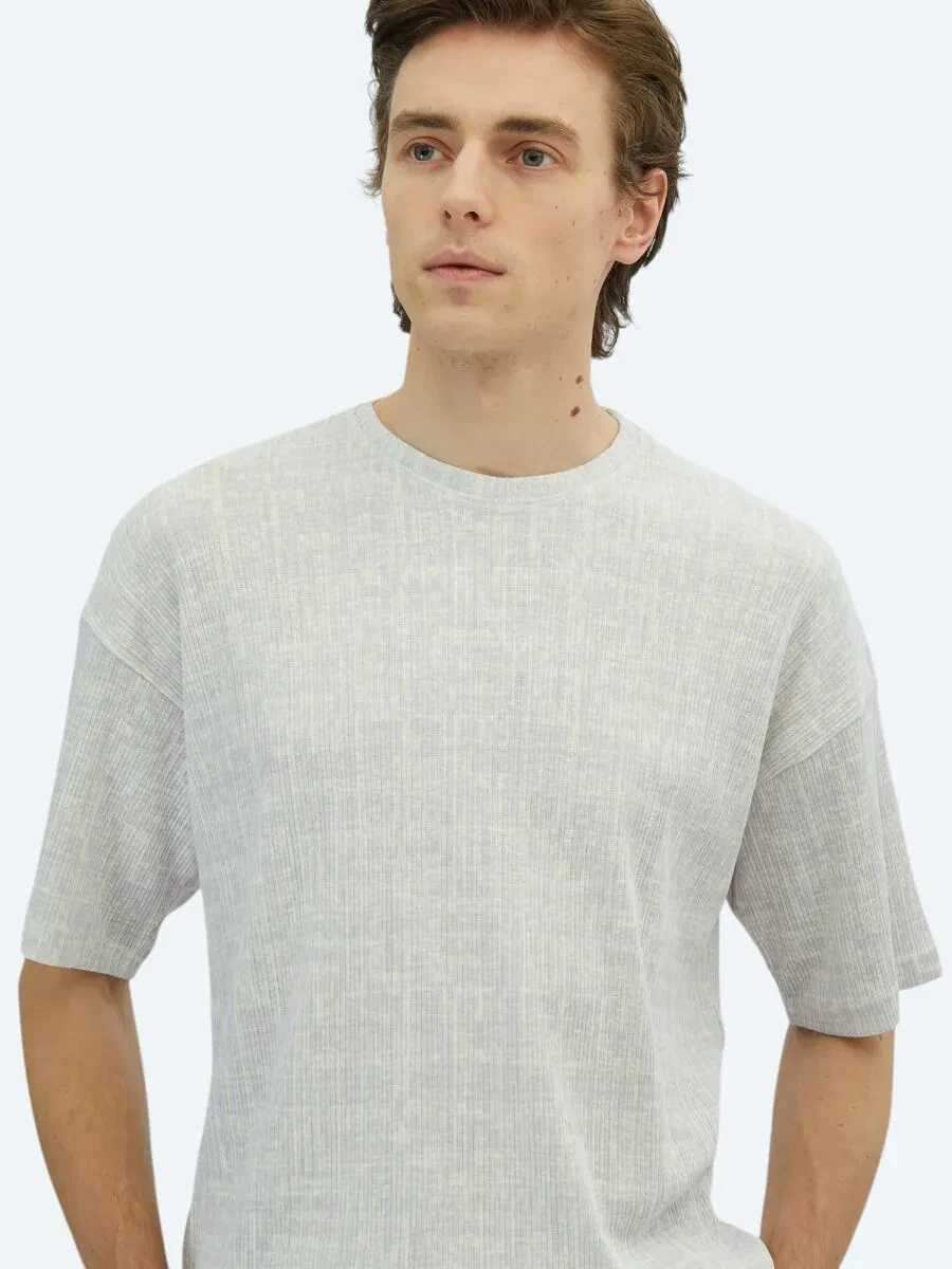 Purple Printed Crew Neck Cotton Blended T-Shirt - 3