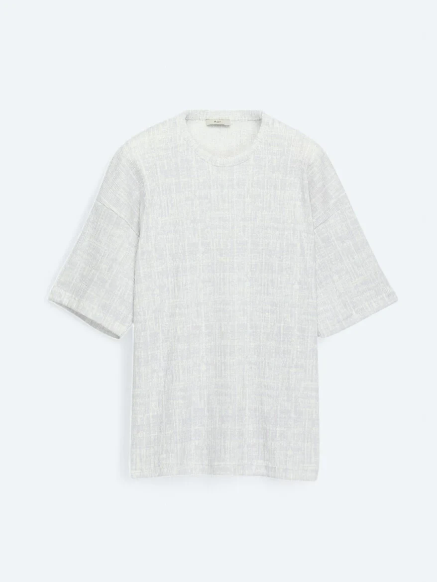 Purple Printed Crew Neck Cotton Blended T-Shirt - 7