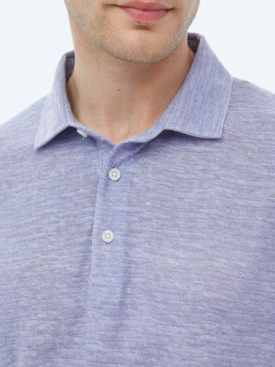 Purple Printed Polo Neck Cotton Blended T-Shirt - 8