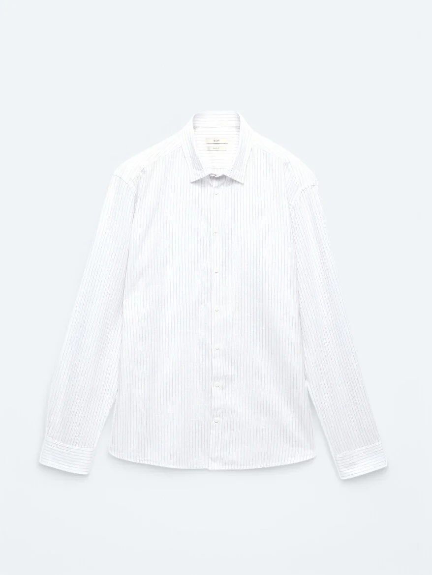 Purple Striped Regular Fit Weaving Casual Cotton Blended Shirt 