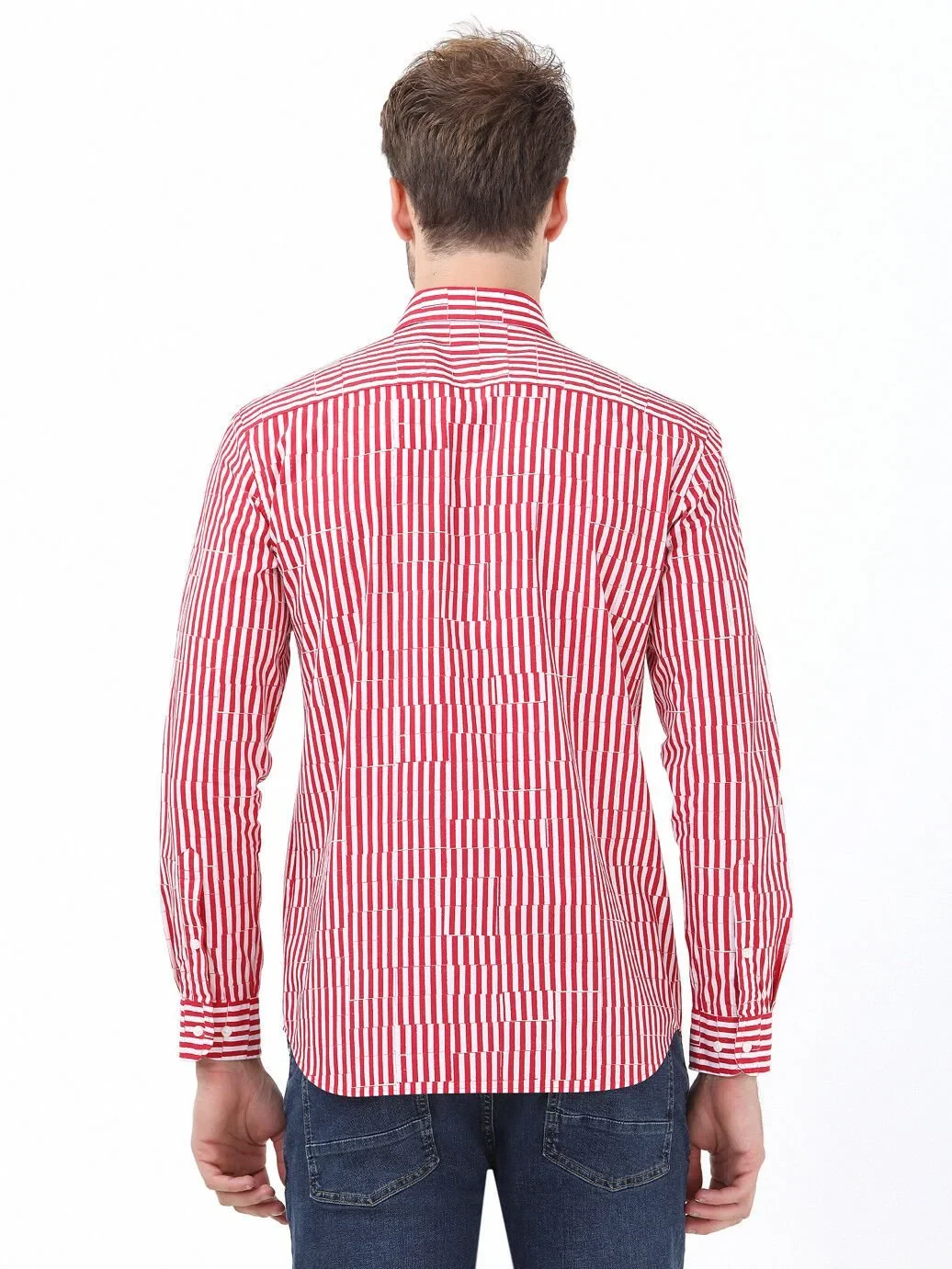 Red Checkered Regular Fit Weaving Casual 100% Cotton Shirt - 4